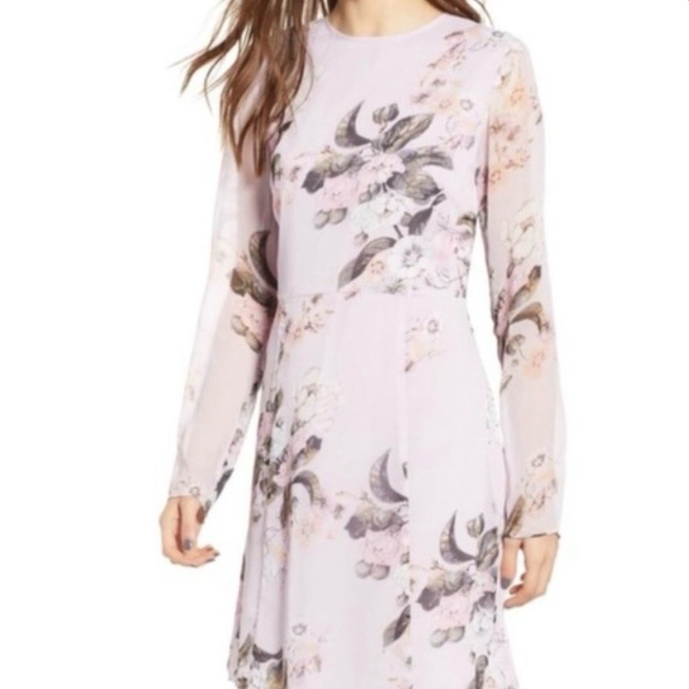 Leith Lavender Floral Long Sleeve Dress